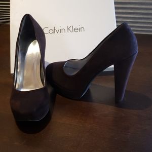 Calvin Klein Chocolate Brown Suede Heels
